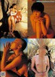 A series of four pictures of a naked woman in the desert.